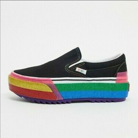 Vans Classic Slip-On Stacked Sneakers: Rainbow - Picture 4 of 15